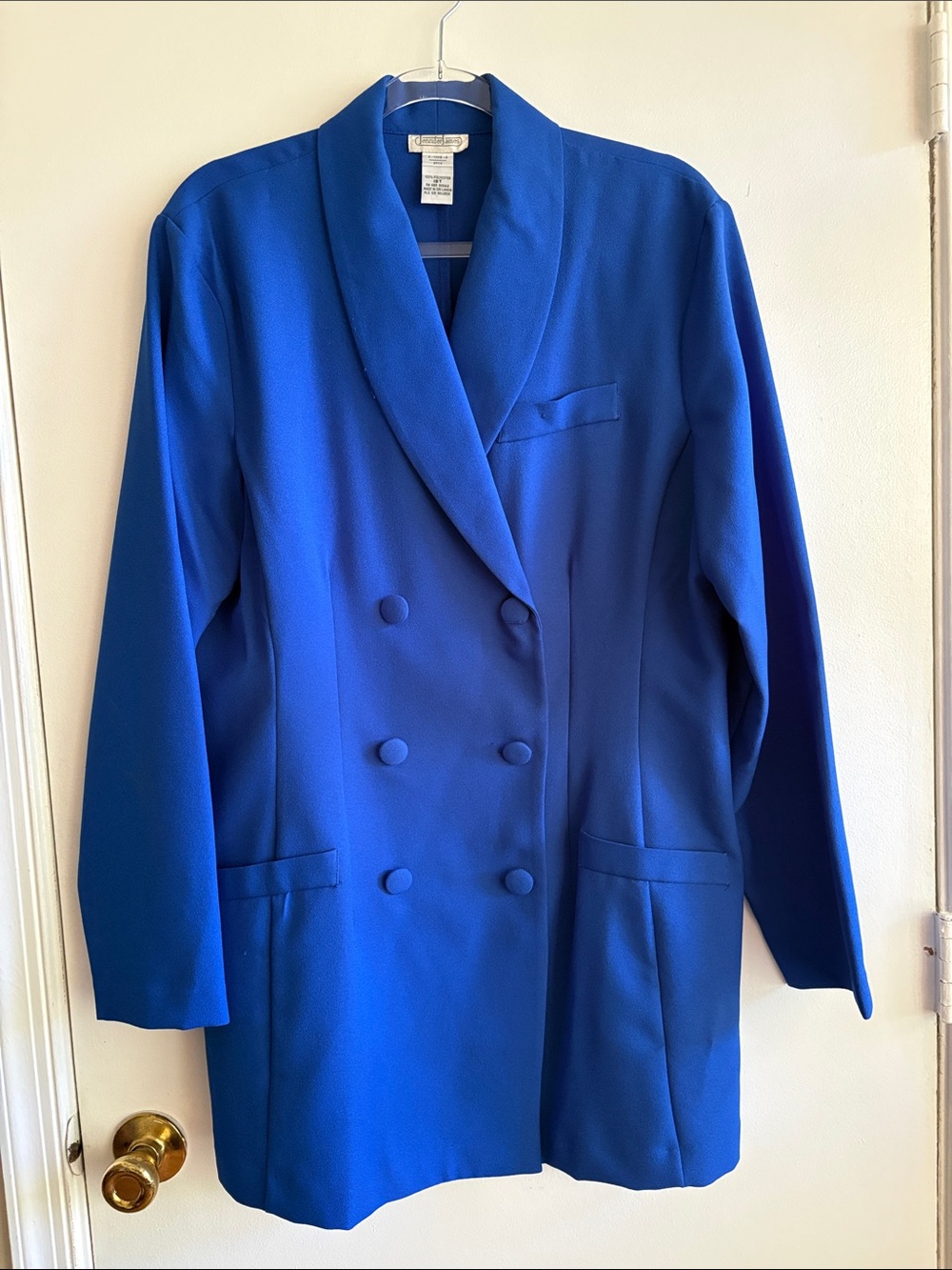 Vintage Royal Blue Double-Breasted Women's Blazer